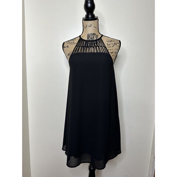 Lulus Tell Me Black Swing Dress Size Small Cage Front And Back - Picture 1 of 13